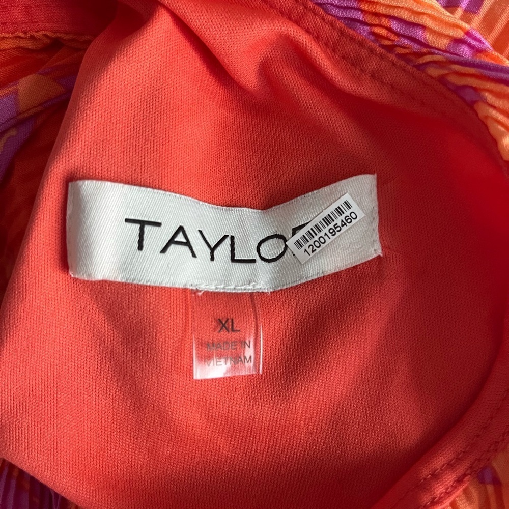 Taylor Vibrant Orange and Pink Midi Dress - Picture 4 of 4